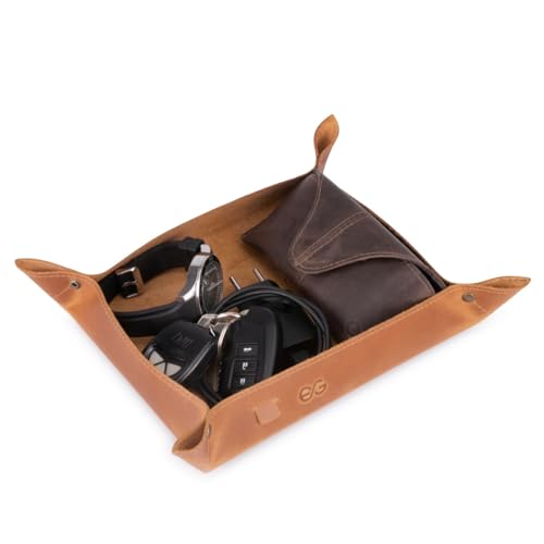 Organizador Aparador/bandeja De Mesa Porta Treco 100% Couro Legítimo (Marrrom Claro)