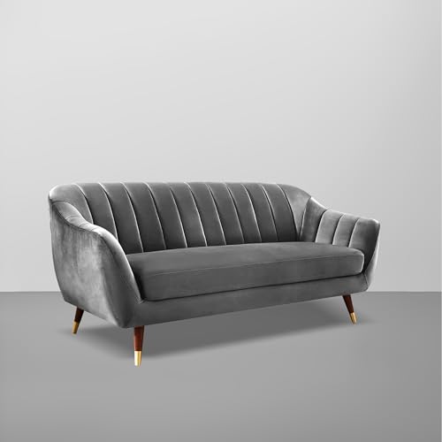 Image of Casaliving Anyse 3 Seater Sofa Set for Living Room (Dark Grey Fabric) Premium Fabric Sofa