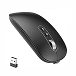 cimetech Wireless Bluetooth Mouse (BT5.1 + 2.4G), Type-C Rechargeable Silent Mouse, Ultra-Slim Ergonomic Portable Mice for Business Travel & Library, Compatible with MacBook/iPad/Windows PC - Black