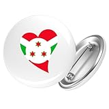 Huuraa Button Bur&i Flagge Herz 25mm r& mit Sicherheitsnadel Ansteckbutton Geschenkidee