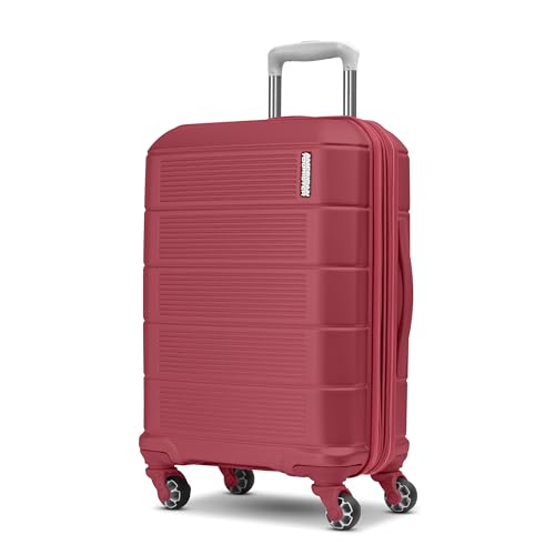 American Tourister Stratum 2.0 Expandable Hardside Luggage with Spinner Wheels, Radient Raspberry, Carry-on