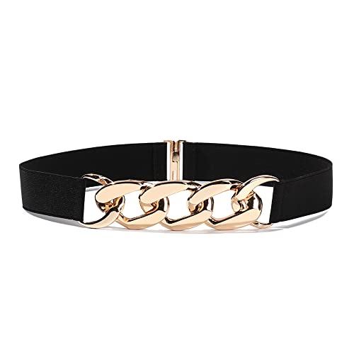 Waist Strap Stretch Waist Belts Women Punk Decorative Waistband(gold)