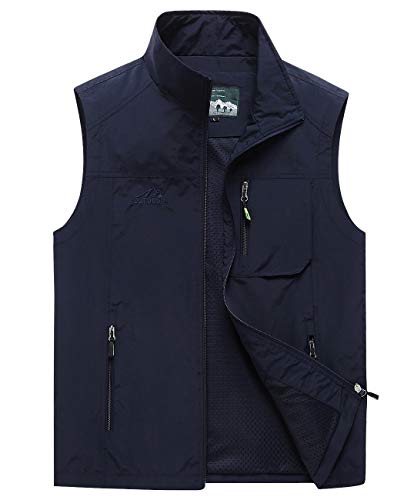 Image of Hixiaohe Mens Lightweight Vest Outerwear Casual Summer Outdoor Travel Vest for Hiking Fishing Golf Photo Work with Pockets
