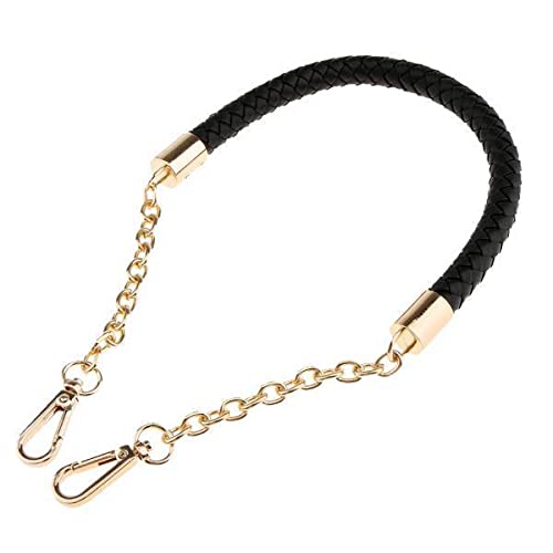 2xMetal PU Leather Braided Bag Strap Handle Bag Chain Replacement 60cm Black-picture-47