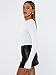 Trendy Queen Womens Long Sleeve T Shirts Fall Fashion 2025 Basic Sweatshirts Crop Tops Going Out Work Outfits Y2k Clothes White XS
