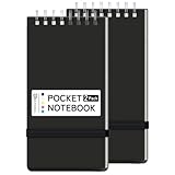 Small Pocket Notebook Journal, Mini Notepad Spiral Notebooks for Work School (Black, 2 Pack)