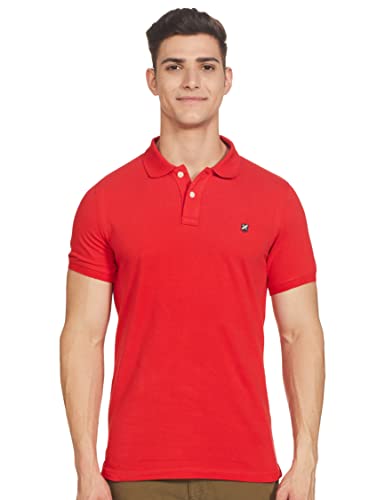 Image of Amazon- Brand House & Shield Men's Regular Polo Shirt (HSE-01-PO2-S21-A JetBlack&EstateRed L)