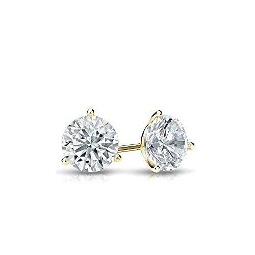 1/6 to 2 Carat Diamond Round Stud Earrings in 14k Gold (J-K, I1-I2, cttw) 3-Prong Martini Set with Screw Back by Diamond Wish2