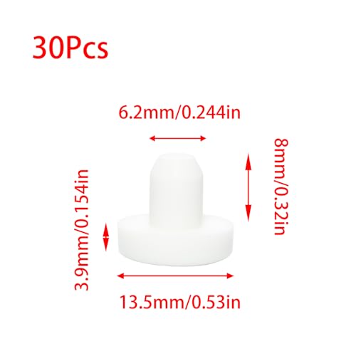 Image of 30 PCS Silicone Rubber Plug,White Hole Plug,Waterproof Plug Tube Plugs Hole Plug,Flexible Hole Plug Cover Fit for 0.24 inch /6mm