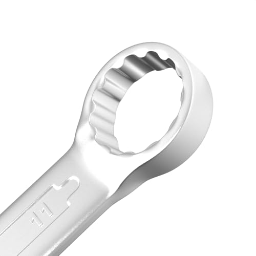 Image of Groz Combination Spanner 11 mm, Length 145 mm | DIN 3113 Standards | Chrome Vanadium, Matt Satin Chrome Combination Wrench Tool | CSP /DIN /11G