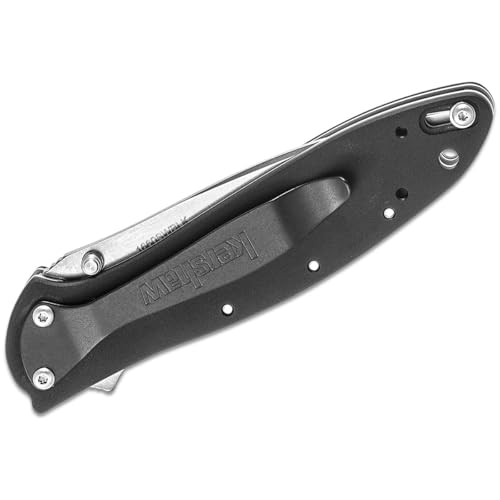 Image of Kershaw Leek, BlackWash Pocket Knife (1660BLKW); 3 Sandvik 14C28N Steel Blade, 410 Stainless Steel Handle, BlackWash Finish, SpeedSafe Assisted Open, Frame and Tip Locks, Reversible Pocketclip; 3 OZ