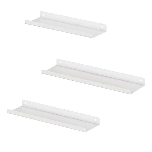 SONGMICS Estantes de Pared Metálicos, Juego de 3 Estantes Flotantes, Estilo Industrial, para Decoración, Marcos de Fotos, Adornos, 6 Tornillos Incluidos para Montaje, Blanco LFS012W01