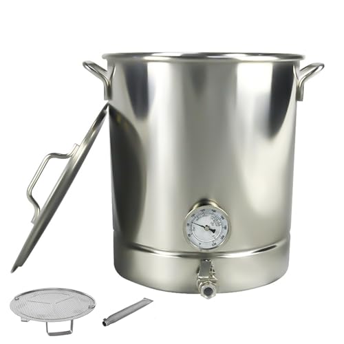 Catálogo de Ollas para cerveza los mejores 10. 49 Acero Inoxidable 304 Hervidor De Cerveza 30-60L Olla Casera Olla De Caldo Con Válvula, Doble Filtración, Termómetro Y Filtro, Plata,30L