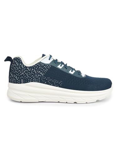 Image of Liberty Force 10 MATCHER-3E Lacing Sports Running Shoes for Men - Black & Teal Blue | Comfortable and Durable | Suitable for Lace-Up Gym, Walking, Jogging & Outdoor Shoes for Gents | Cushioned Footbed