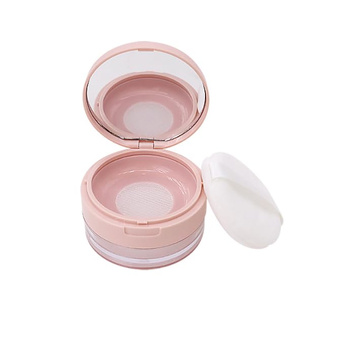 Feilguee Plastic Empty Travel Small Loose Powder Compact Loose Powder Containers 20 ml(0.67 oz) Leak-free Reusable Plastic Powder Container, DIY Makeup Powder Container with Sponge Puff