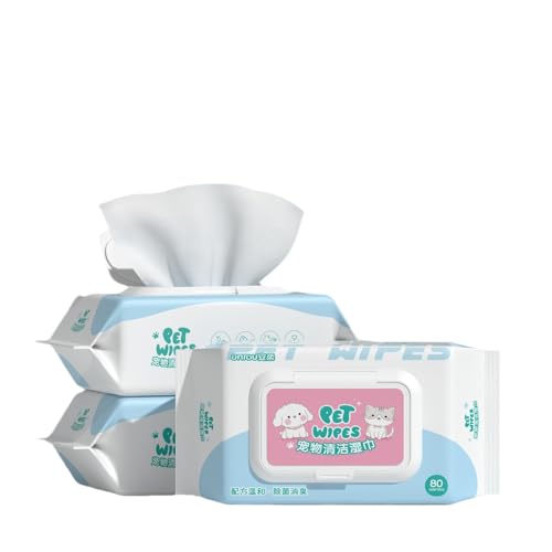Paquete de 4 toallitas para mascotas para perros y gatos – Toallitas desodorizantes antibacterianas, removedor de manchas de lágrimas, limpieza de patas y cuerpo, pañuelos húmedos, suministros para el
