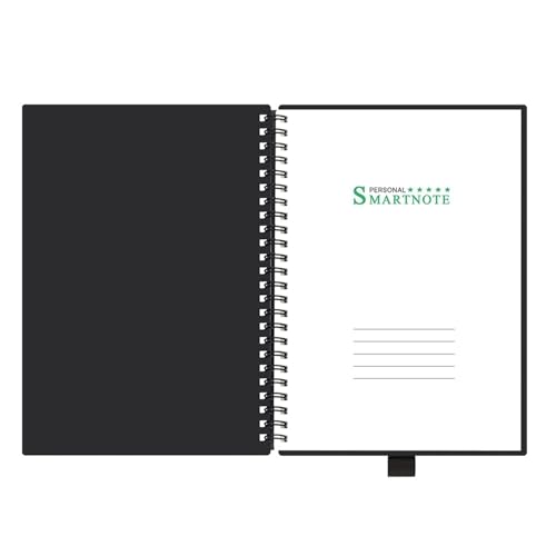 Cuaderno inteligente reutilizable borrable espiral A5/B5, diario, diario, oficina, escuela, viajeros, dibujo, regalo, negro, con bolígrafo de gel borrable de 15 segundos for trabajar, estudiar(145x215