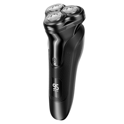 FitSan - Maquinilla de afeitar eléctrica para hombres, afeitadora eléctrica para barba con cuchillas PowerCut, afeitadora inalámbrica para húmedo y seco, recargable por USB, con recortadora