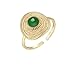 crayfomo Anello Da Donna In Stile Vintage Verde Smeraldo, Anello Da Cocktail Bohémien Con Fascia Aperta Regolabile Con Intricato Design A Filigrana immagine