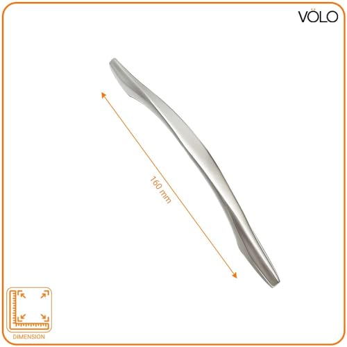 Image of VOLO Chrome Finish Wardrobe Handle, Handle for Cabinets, Doors, and Drawers. (Model: R-104) (8inch(160MM), 2)