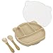 MOJINL Kinderteller Rutschfest Silikon Baby Teller Tragbar Babyteller BPA Freies Kinder Tischset Babygeschirr Spülmaschinenfest mit Saugnapf,Deckel,Gabel,Löffel für Baby Kleinkinder Kinder Cremefarben
