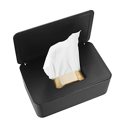 Caja dispensadora de toallitas húmedas, caja de pañuelos húmedos para pañales de bebé, caja de almacenamiento de pañuelos secos para bebés, organizador de almacenamiento, color negro