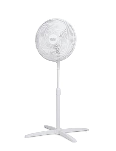 BLACK+DECKER Ventilador de pedestal de 40 cm, BFP16MXW, ventilador oscilante para casa e escritório, ventilador de pé com 3 configurações de velocidade, altura ajustável com inclinação de cabeça