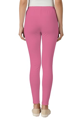 Image of Women's Cotton Lycra Ankle Length Leggings | Regular Rise, Soft 4 Way Stretch Fabric | Casual & Ethnic Wear