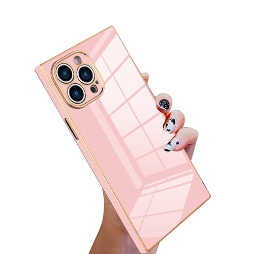 KANGHAR Case Compatible with iPhone 12 Pro Max Luxury Cute Plating Design Case Full-Body Anti-Scratch Shockproof Bumper Protective Cover for iPhone 12 Pro Max 6.7 Inch Pink