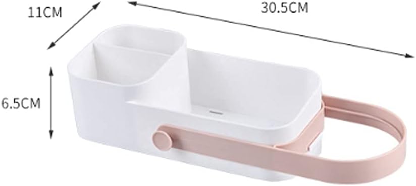 Non-Marking Wall-Mounted Perforation-Free Bracket Hair Dryer Rack Bathroom Storage Rack (Color : Pink) (Gray) image 2