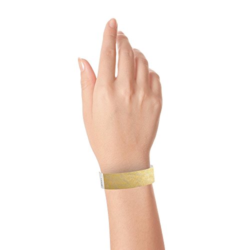 Wristco Metallic Gold Tyvek Wristbands For Events - 1,000 Count ¾” X 10” - Waterproof Recyclable Comfortable Tear Resistant Paper Bracelets Wrist Bands For Concerts Festivals Admission Party #TOP3