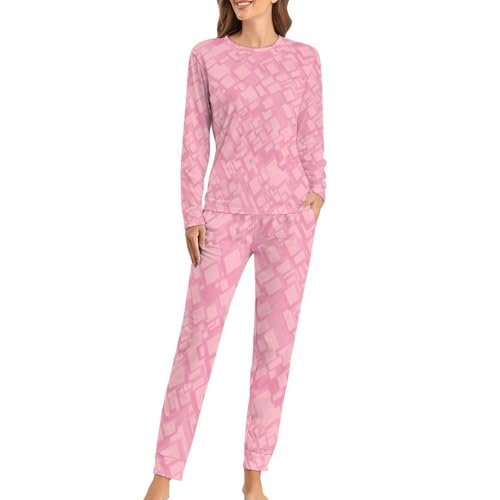 Pyjama Femme Carré Rose anti-froid : l'ensemble manches longues pour mieux dormir