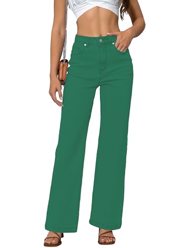 Womens Jeans Mid Waisted Straight Leg Loose Stretchy Lightweight Tummy Control Trendy Greener Jeans for Women 2025