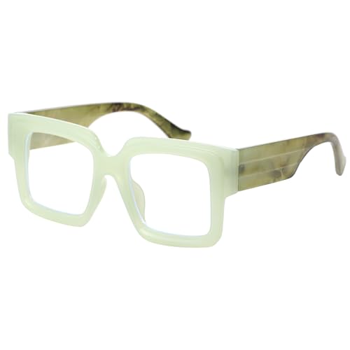 Image of Oversized Square Blue Light Glasses Women Men Thick Big Frame Computer Eyewear Non Prescription Eye Glasses