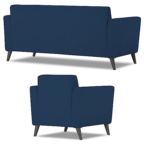 Image of Adorn India Dannis 3+1+1 5 Seater Sofa Set (Blue) (3 Year Warranty)