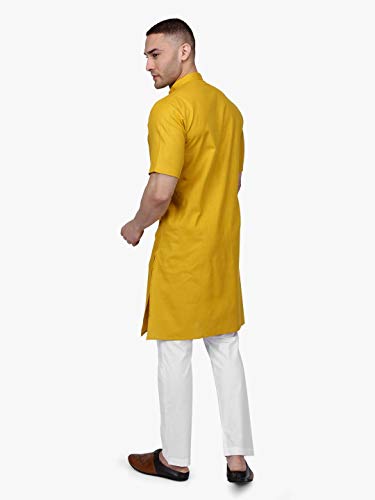 Image of Rajubhai Hargovindas Men's Premium Cotton Half Sleeve Solid Kurta