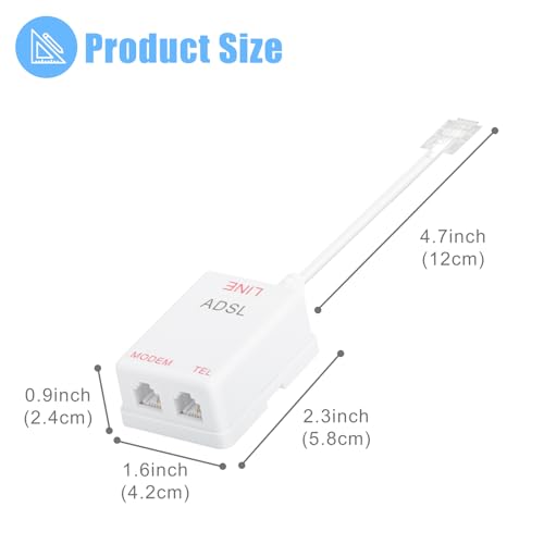 Awishwell 2023121901 Dsl Filter Splitter For Phone Line, 2 Pack Rj11 6P2C Dsl Filter, Dsl Phone Line Filter Splitter 1 Male To 2 Females, White Adsl Modem thumb #5