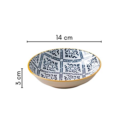 Image of Nestasia Ceramic Round Snack Plate Set of 4 (5.5 Inch Each) - Patterned Dahi Bhalla Plate for Serving Chaat, Halwa, Chakna, & Desserts | Microwave & Dishwasher Safe Small Plate (White & Black)