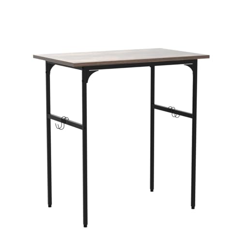 Image of VECELO Home Office Computer Desk with Metal Frame Writing Study Workstation with 2 Tier Storage Shelves on Left or Right,32 inch, Antique Brown