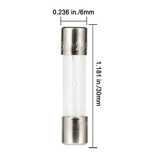 AUKENIEN 12 Values 60pcs 6x30mm Slow Blow Glass Cartridge Fuse Assortment Kit 250V 0.5A 1A 2A 3A 3.15A 4A 5A 6A 7A 8A 10A 12A T 0.5 1 2 3 3.15 4 5 6 7 8 10 12 Amp Time Delay Fuses assorted