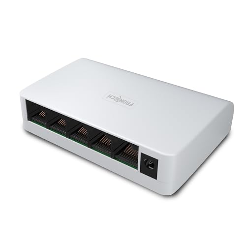 Image of Frontech 5-Port Gigabit Ethernet Switch | High-Speed 10Gbps Bandwidth | Plug & Play LAN Hub for Router, Computer, Gaming Console, Printer & IP Camera | 100m Transmission Distance | White (NC-0051)