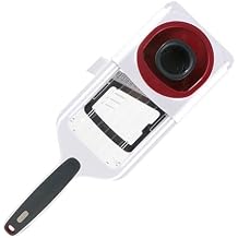 Zyliss Easy Control Handheld Slicer - Vegetable Slicer & Chopper - Fruit Cutter - Handheld Slicer with Two Stainless Steel Blades - Dishwasher Safe - White/Red, 13 inches