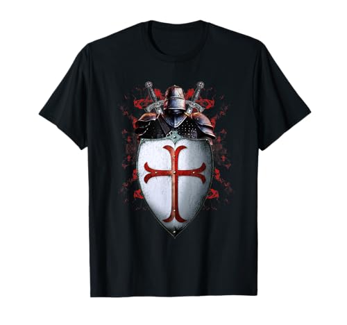 Casco de bandera de los caballeros templarios, espada cruzada, regalo Camiseta