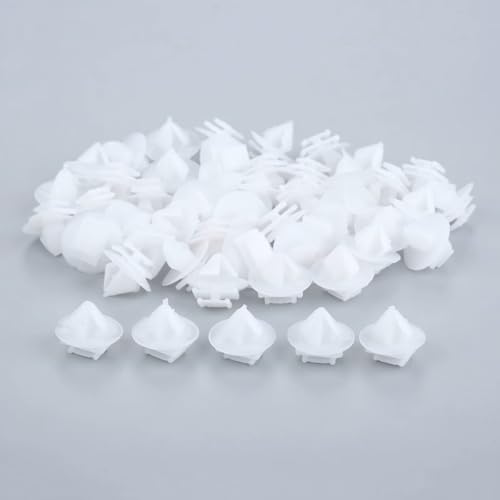 TOPALLI-Juego de clips de fijación para parachoques lateral de coche con cabeza rectangular de plástico blanco, compatible con Peugeot y Citroen, panel de puerta (50)