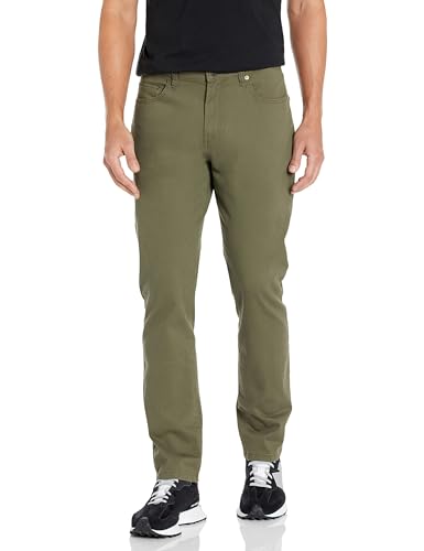 Amazon Essentials Pantalon en Sergé Stretch 5 Poches Coupe Athlétique (Grandes Tailles Disponibles) Homme, Vert Olive, 30W / 30L