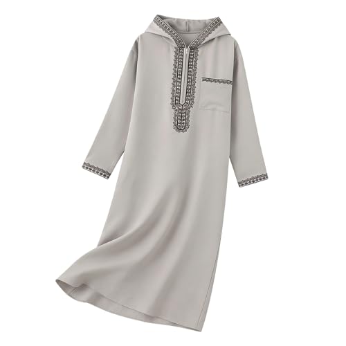 Lmdudan 2026 Middle East Arab Robes for Men Muslim Thobes - Long Sleeve Loose Hood Long Gown Dress Muslim...