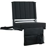 SPORT BEATS Stadium Seats with Back Support Bleacher Chairs with Back and Cushion Thick Padded Bleacher Seats Includes Shoulder Strap Black 1pc Standard