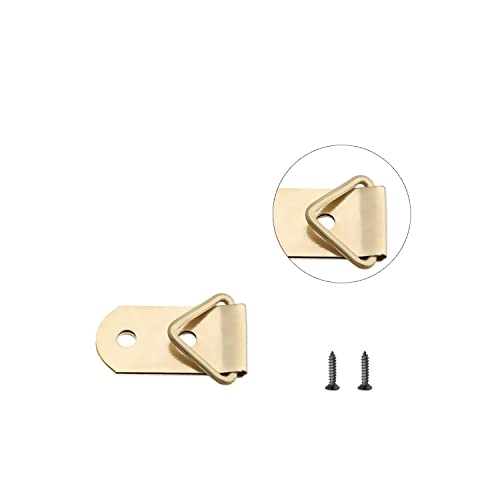 Image of Aicosineg Triangle Ring Picture Hangers 40mm x 14mm Hardware Assortment Kit, for Hanging Clock Paintings Picture Frame Home Decoration Artwork Creative Photo Hanging Solutions Golden Tone 20pcs