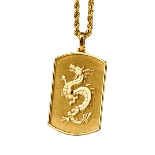 Pendentif pièce dragon et sa chaîne corde pour sublimer vos tenues de soirée