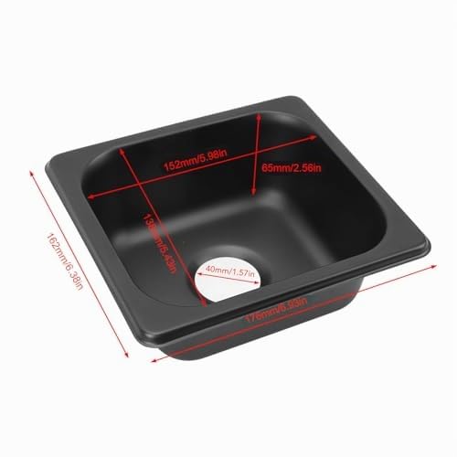 Yctze Lavello in Acciaio Inox 175 X 160 X 70 Mm Lavello Cucina Lavello a Barra Zincato Nero per Barca Roulotte RV Lavello Cucina All'aperto